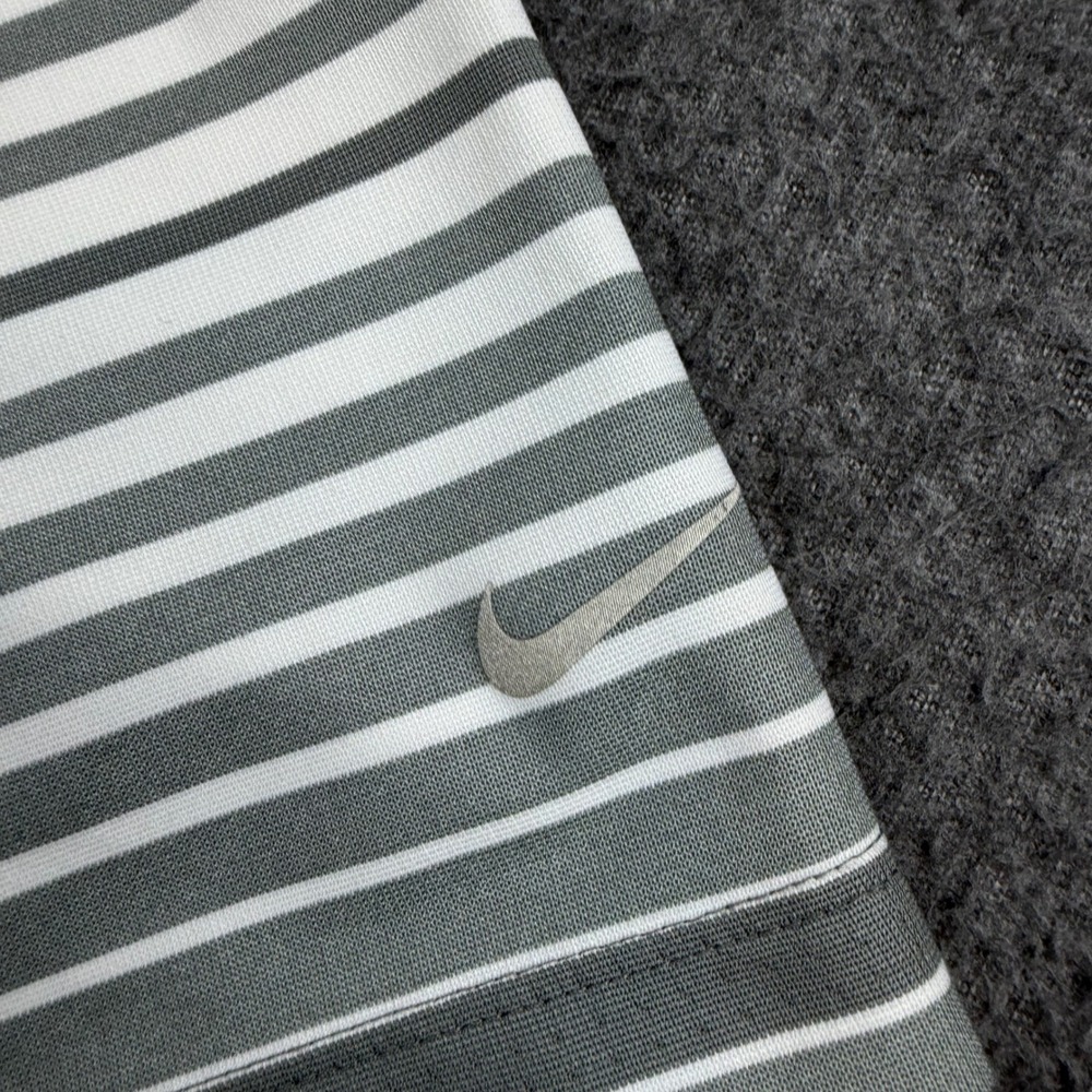 Nike Golf Polo Men's XL Grey White Striped Dri-FIT Tour Performance Short Sleeve - Picture 5 of 7